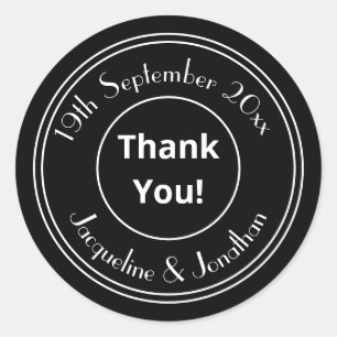 Chic Personalised B & W Thank You Envelope Seals