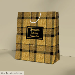 Chic Personalised Black Gold Minimalist Gift Bag
