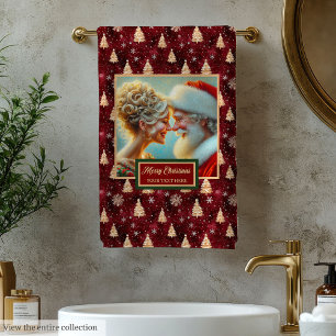 Chic Personalised Cranberry Gold Bath Towel