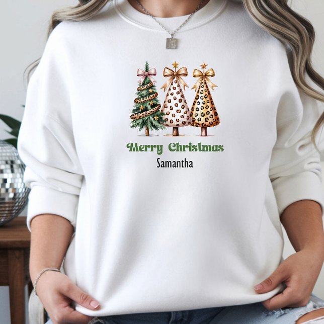Chic personalised Leopard Christmas Trees gift   Hoodie (Chic personalized Leopard Christmas Trees gift sweatshirt)
