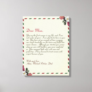 Chic Personalised Love Letter Handwritten couples Canvas Print