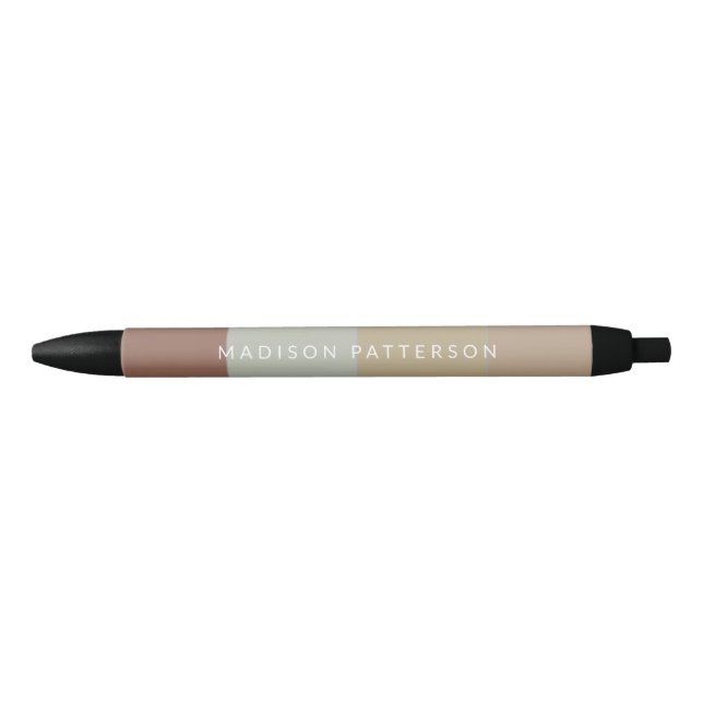 Chic Personalised Name Earth Tone Stripes Pen (Front)