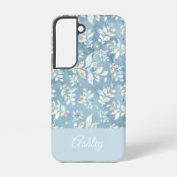 Chic Personalised Name/ Pastel Blue Leaf Motif