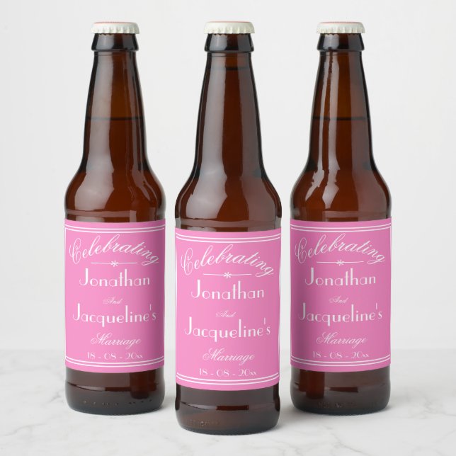 Chic Personalised Name Wedding Beer Bottle Labels (Bottles)