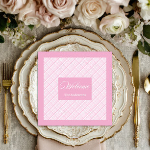 Chic Personalised Napkins Pink Plaid Table Style