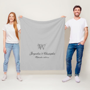 Chic Personalised Newlywed Keepsake Monogram  Fleece Blanket