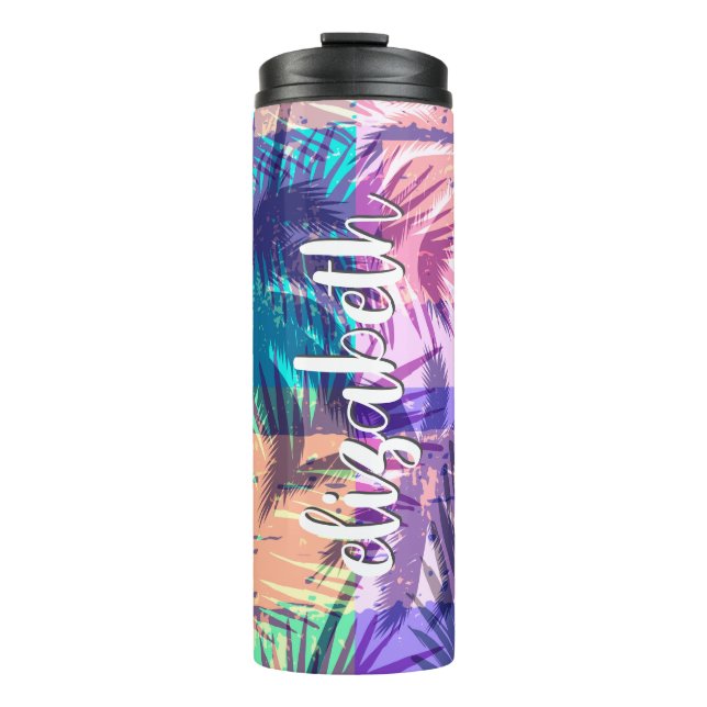 Chic Personalised Palm Tree Collage Thermal Tumbler (Front)