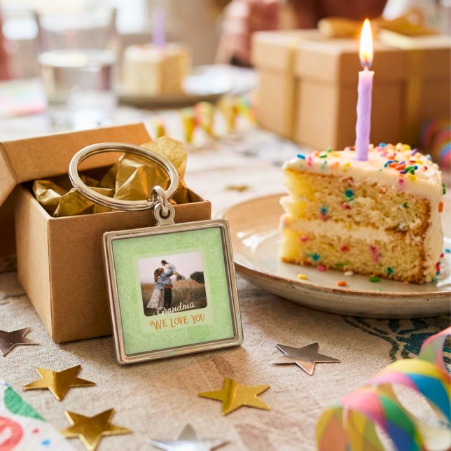 Chic Personalised Photo Text Grandma Gift Key Ring (Chic Personalized Photo Text Grandma Gift Keychain)