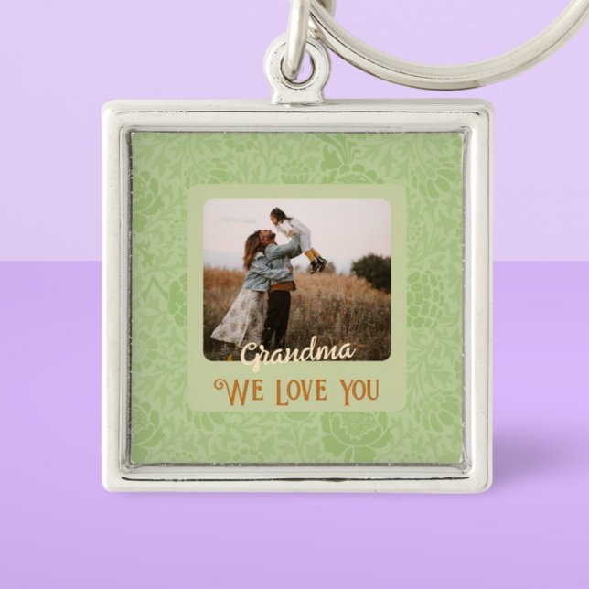 Chic Personalised Photo Text Grandma Gift Key Ring (Creator Uploaded)