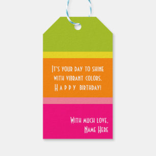 Chic Personalised Pink, Lime, Orange and Yellow Gift Tags