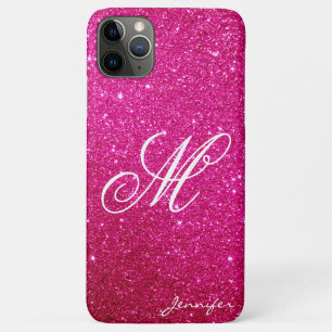 Chic Personalised pink magenta Sparkles Glitter iPhone 11 Pro Max Case