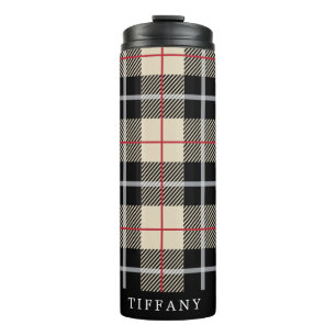 Chic Personalised Thompson Camel Plaid Pattern Thermal Tumbler