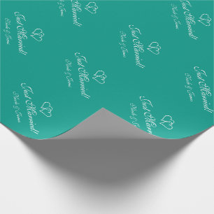Chic personalised turquoise wedding wrappingpaper