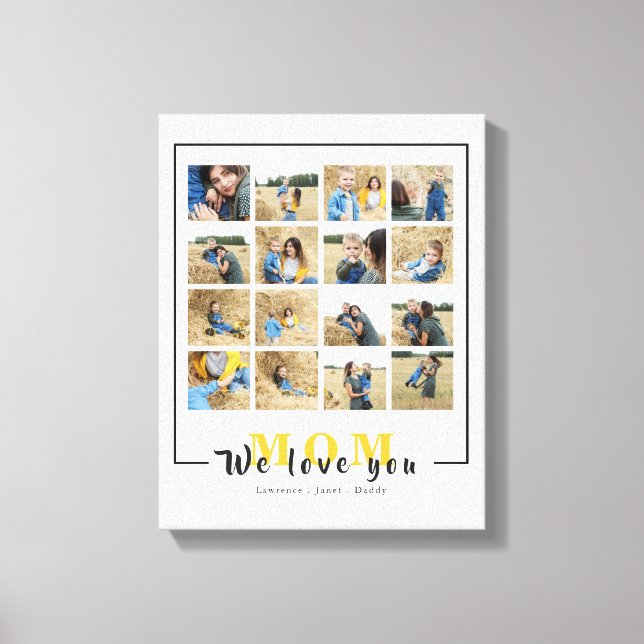 Chic Personalised We Love You Mum Photos Collage  Canvas Print (Front)