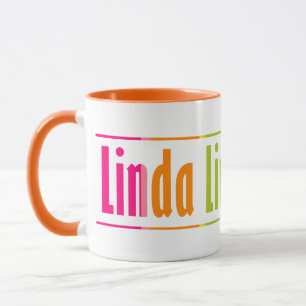 Chic Personalized "Linda" Name Colorful Stripes Mug
