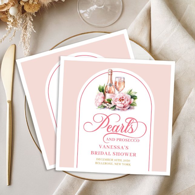 Chic Personalized Pearls and Prosecco Napkins (Chic Personalized Pearls and Prosecco Napkins)
