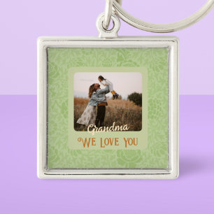 Chic Personalized Photo Text Grandma Gift Key Ring