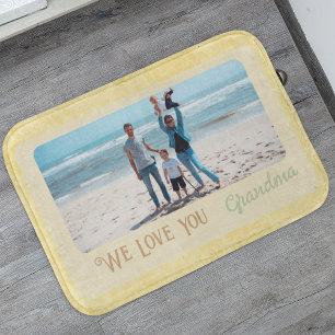 Chic Personalized Photo Text Grandma Gift Yellow Bath Mat