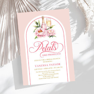 Chic petals and prosecco blush gold bridal shower invitation