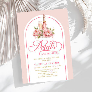 Chic petals and prosecco blush gold shower invite