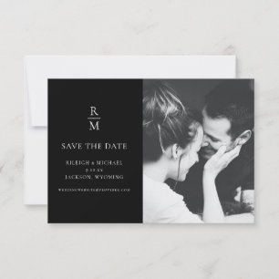 Chic Photo Black Monogram Wedding Save the Date