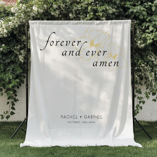 Chic Photo Booth Faux Gold Floral Wedding Tapestry