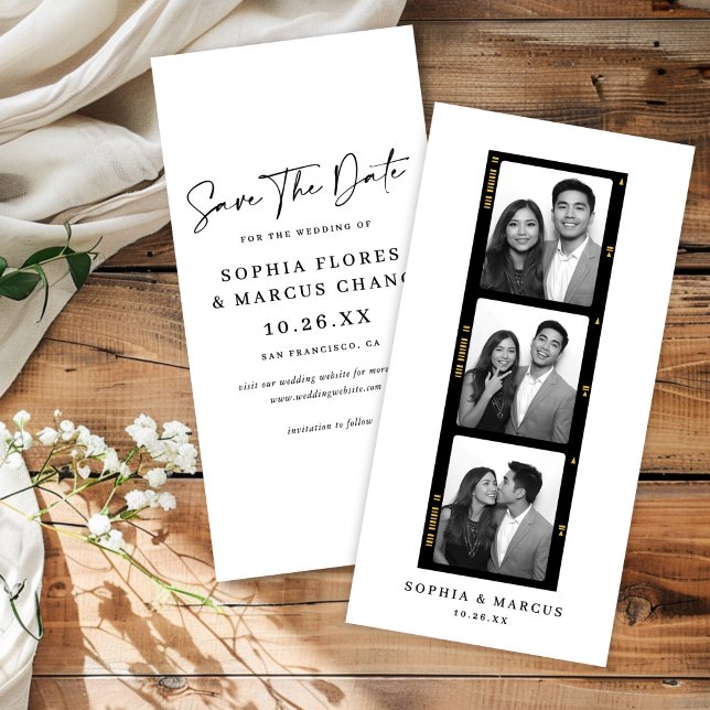 Chic Photo-booth Filmstrip Wedding Save The Date (Creator Uploaded)