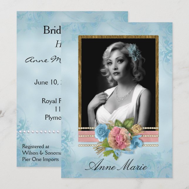 Chic Photo Bridal Shower Invitation (Front/Back)
