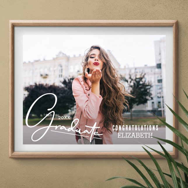 Chic Photo Congratulations Graduate Poster (Personalized congratulations graduate photo poster, INSTANT DOWNLOAD and/or PRINTED)