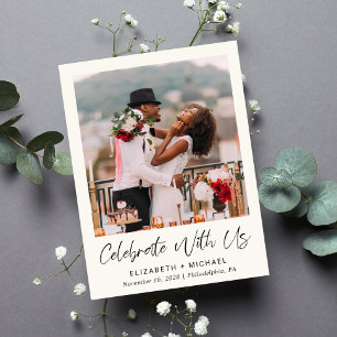 Chic Photo Cream Wedding Reception Invitation Postcard