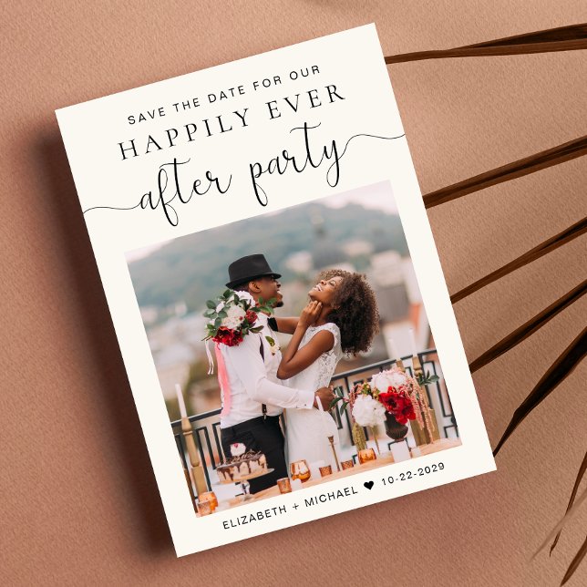 Chic Photo Cream Wedding Reception Save the Date Announcement (Creator Uploaded)