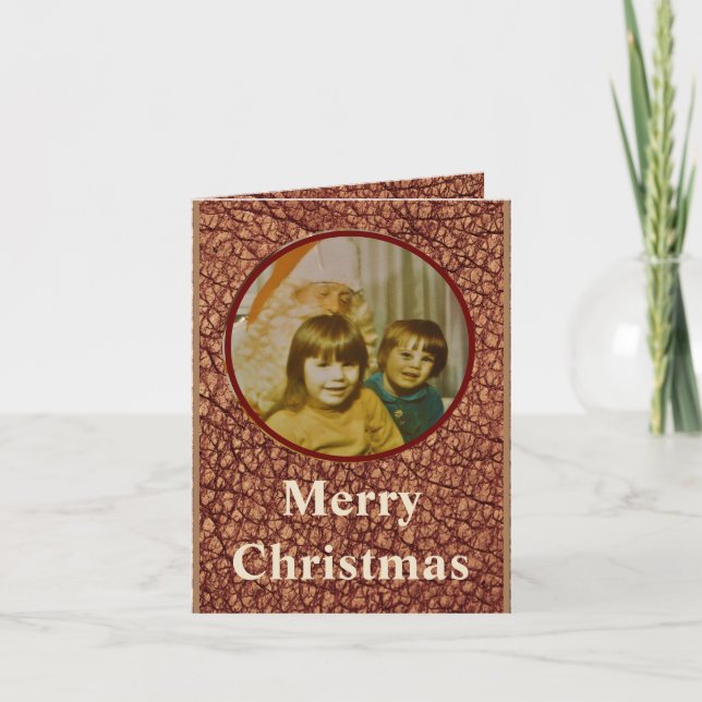Chic Photo Custom brown black Folded Holiday Card (Front)