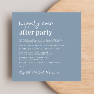 Chic Photo Dusty Blue Wedding Reception Invitation