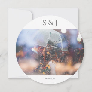 Chic Photo Elegant Modern Circle Minimalist Grey Invitation