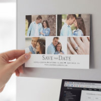 Chic Photo Grid Wedding Save the Date magnetic