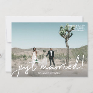 Chic Photo & Just Married Typography Horizontal Invitation