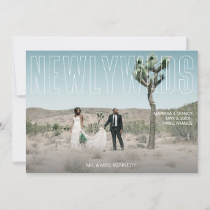 Chic Photo & Newlyweds Typography Horizontal Invitation