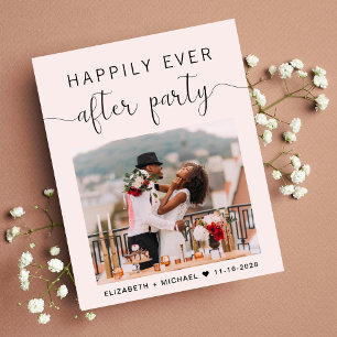 Chic Photo Pink Wedding Reception Invitation
