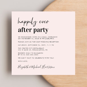 Chic Photo Pink Wedding Reception Invitation