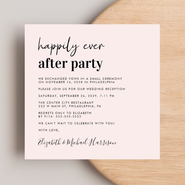 Chic Photo Pink Wedding Reception Invitation (From private vows to a grand party - invite family and friends to celebrate your marriage!)