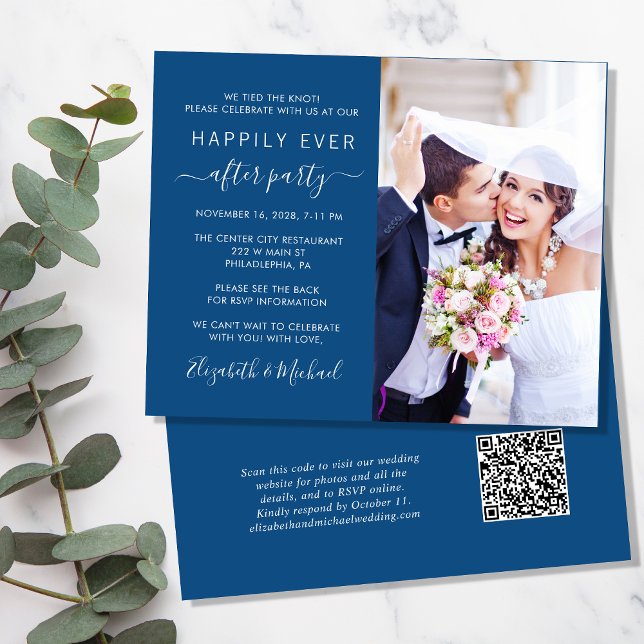 Chic Photo QR Code Wedding Reception Invitation (Creator Uploaded)