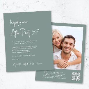 Chic Photo QR Code Wedding Reception Invitation