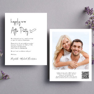 Chic Photo QR Code Wedding Reception Invitation