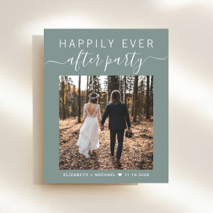 Chic Photo Sage Green Wedding Reception Invitation