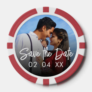 Chic Photo Script Wedding Save the Date Poker Chips
