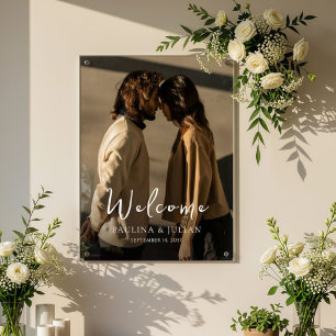 Chic Photo Script Welcome Photo Wedding Acrylic Sign