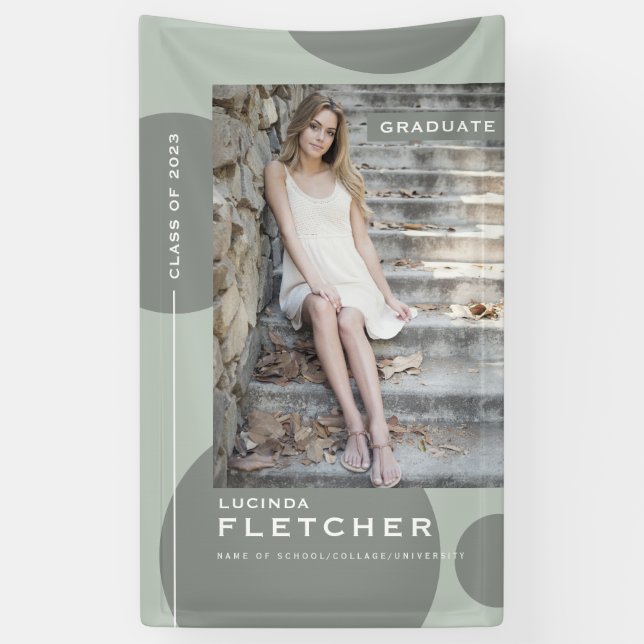 Chic Photo Template Graduate Graduation Party Banner (Vertical)