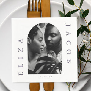 Chic Photo Wedding Date Napkin