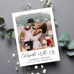 Chic Photo Wedding Reception Invitation Postcard
