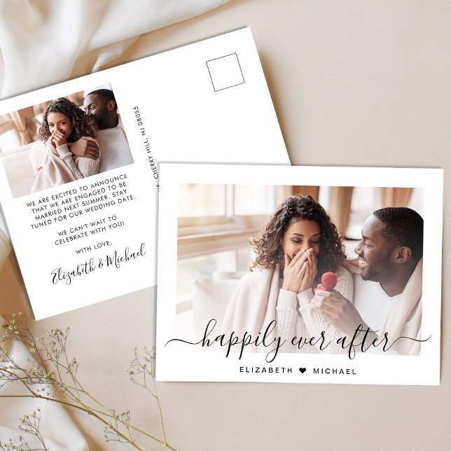 Chic Photos Happily Ever After Engagement Announcement Postcard (Creator Uploaded)